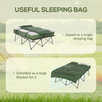 2-Person Folding Camping Cot Portable Outdoor Bed Set with Sleeping Bag, Inflatable Air Mattress, Comfort Pillows and Carry Bag, Soft and Comfortable for Outdoor Travel Camp Beach Vacation