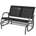 2-Person Outdoor Glider Bench, Patio Double Swing Rocking Chair Loveseat w/Powder Coated Steel Frame for Backyard Garden Porch, Black