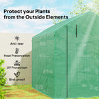 Outdoor Walk-in Greenhouse with Roll-up Zipper Door, 18 Shelves, PE Cover, 95.25" x 70.75" x 82.75", Green