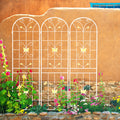 4 Pack Metal Garden Trellis with Butterfly Decoration and Galvanized Round Pipe, Rustproof Climbing Plant Support, Cream White