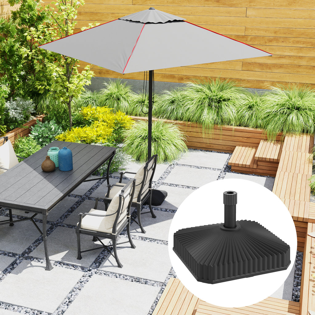 Square Patio Umbrella Base Holder, Heavy Duty Outdoor Umbrella Stand Base, Filled Up to 42lbs with Sand or 33lbs with Water for Garden, Poolside, Black