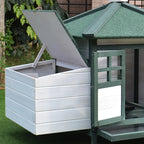 77" Wooden Chicken Coop Hen House Poultry Cage with Weatherproof Roof, Nesting Box, Enclosed Run and Removable Tray for Outdoor Backyard, Green