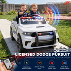 Licensed Ride On Police Car for Kids with 2 Seater, Remote, Suspension, Flashing Lights, Siren for Ages 3-6, White