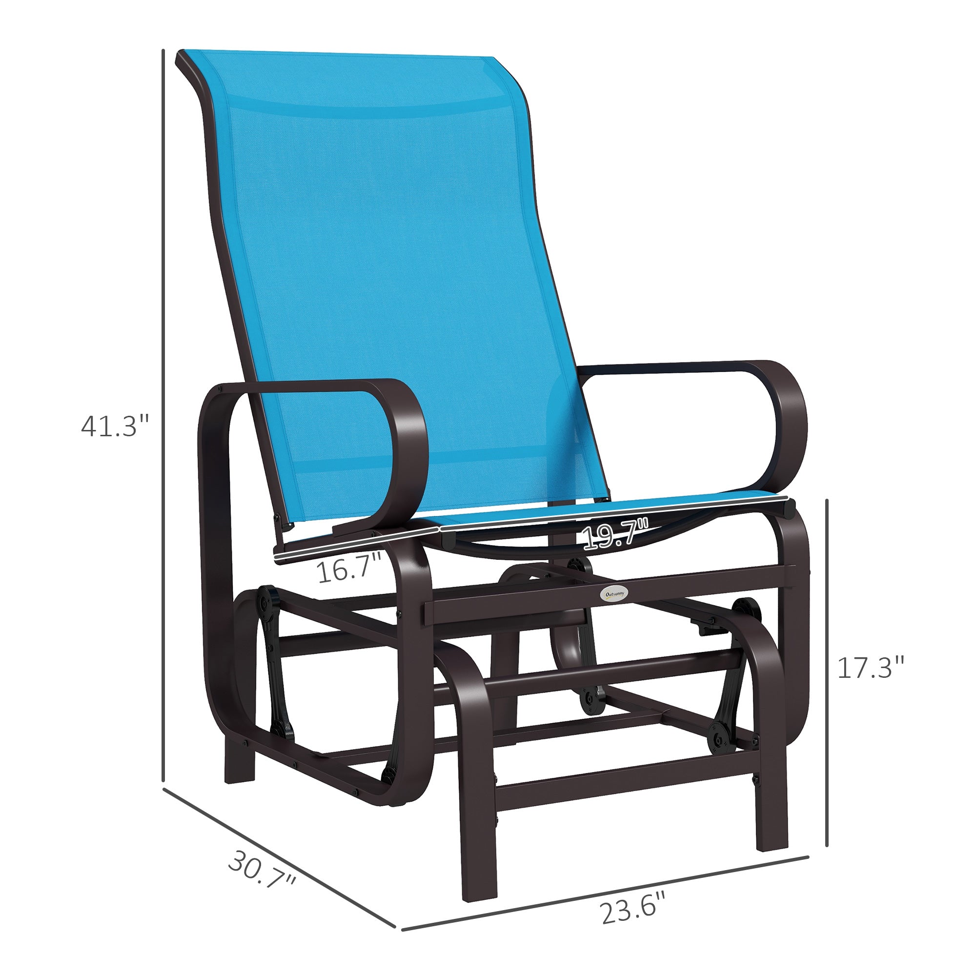 Gliding Lounger Chair, Single Rocker with Lightweight Metal & Mesh Construction, Blue