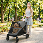 Dog Stroller for Large Dogs Up to 66 LBS with All-Terrain Spring Suspension, 8-Position Adjustable Handle, Gray