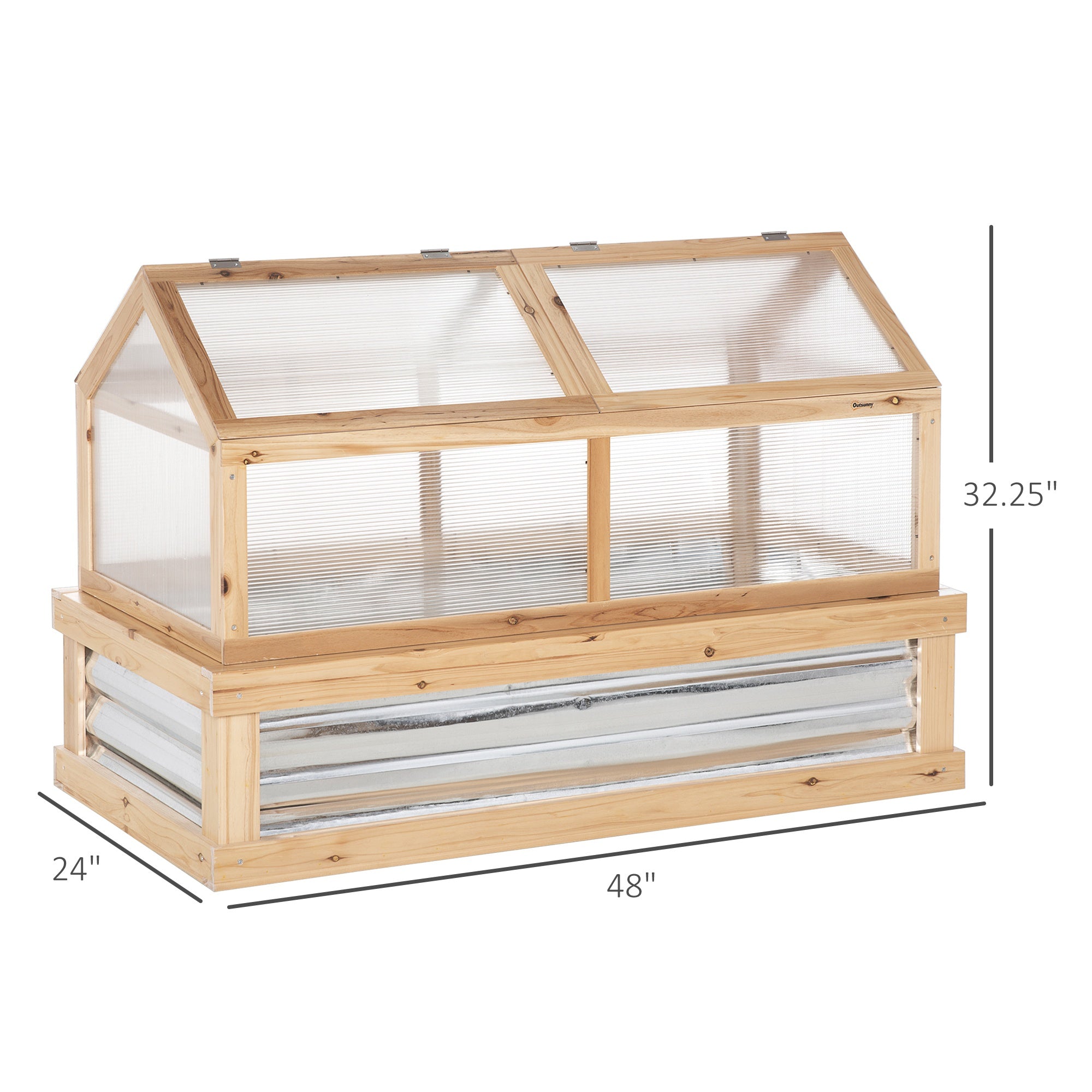48" x 24" x 32.25" Elevated Planting Beds Garden Wooden Cold Frame Greenhouse Flower Planter Protection Wood