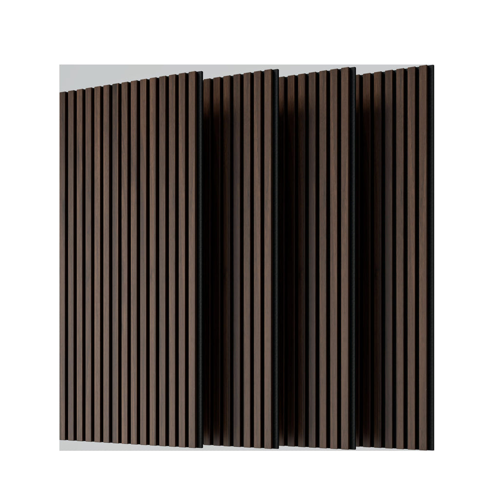 4-Pack Wood Slat Acoustic Wall Panels with MDF & High-Density Polyester, Fluted Cladding for Wall or Ceiling, 45.5" L x 23.5" W x 1" H, Walnut