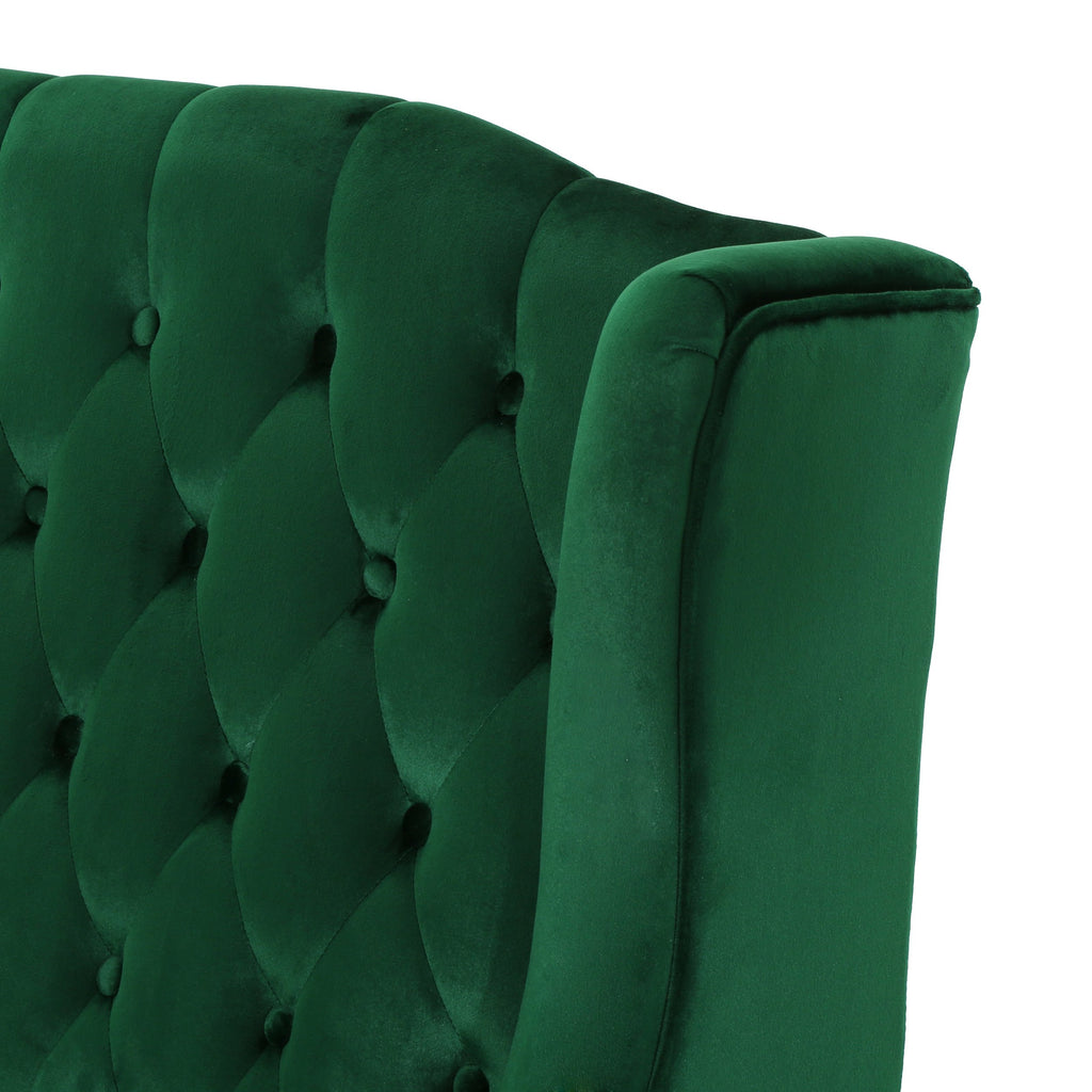 Modern Glam Loveseat Sofa with Velvet Upholstery, Wingback Design, Button-Tufted Diamond Stitch, 50.50" W x 34.00" D x 38.50" H, Emerald
