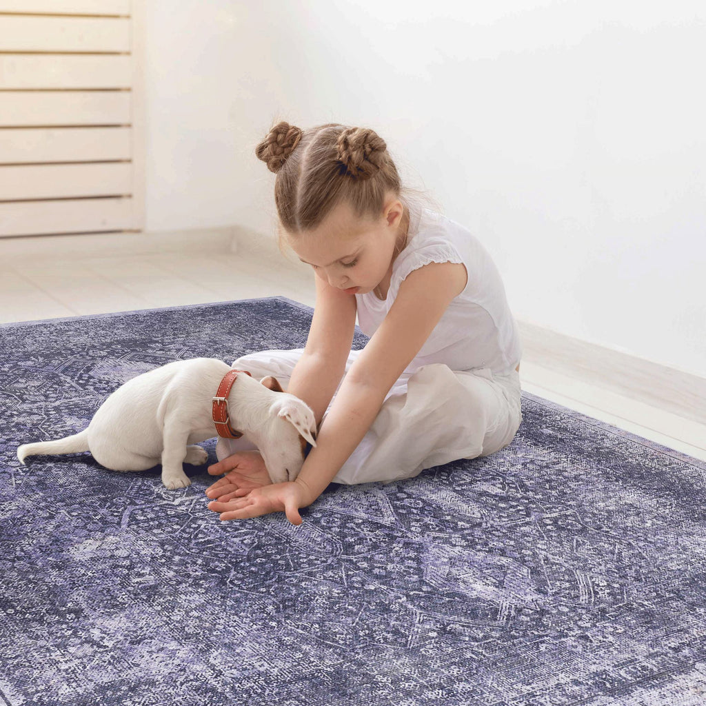 2x3 Low-Pile Non-Slip Non-Shedding Machine Washable Area Rug, Kid and Pet Friendly, Foldable Doormat for Bedroom, Bathroom, Anthracite