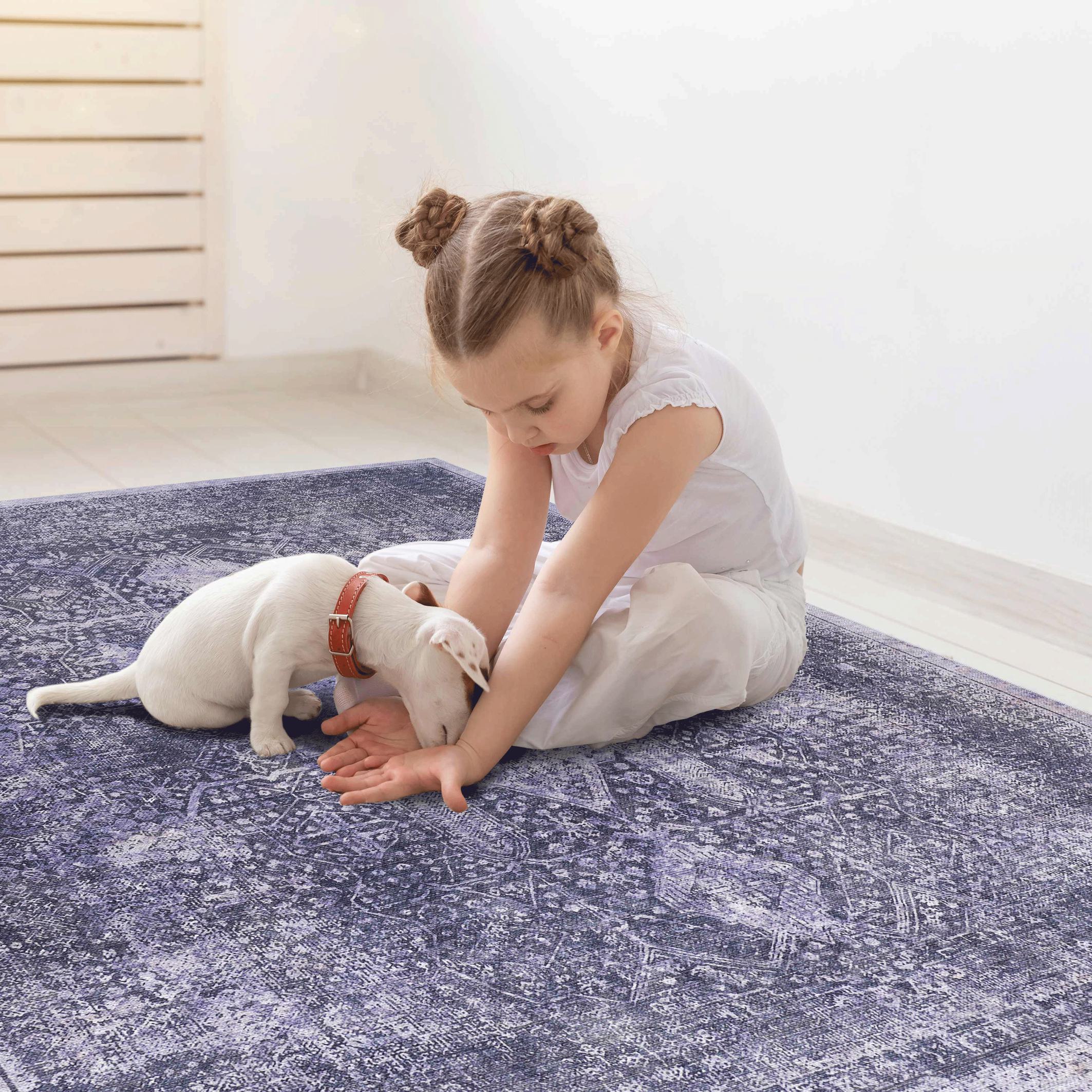 2x3 Low-Pile Non-Slip Non-Shedding Machine Washable Area Rug, Kid and Pet Friendly, Foldable Doormat for Bedroom, Bathroom, Anthracite