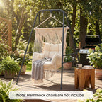 Hammock Chair Stand Indoor and Outdoor Use with Anti-Slip Foot Pads, 2 Carabiners, Black