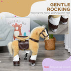 Ride on Horse, Plush Walking Horse Toy, Kids Riding Chair with Wheels for Kids 3-9 Years, Light Brown