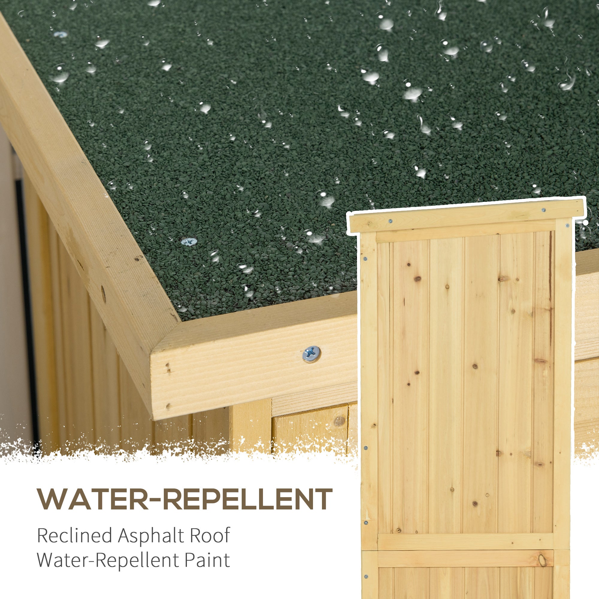 5' x 3' Wooden Garden Storage Shed, Sheds & Outdoor Storage with Asphalt Roof & 2 Large Wood Doors with Lock, Natural