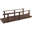 7' Garden Bridge with Pine Wood and Stained Finish for Backyard Ponds Creeks Streams Wood