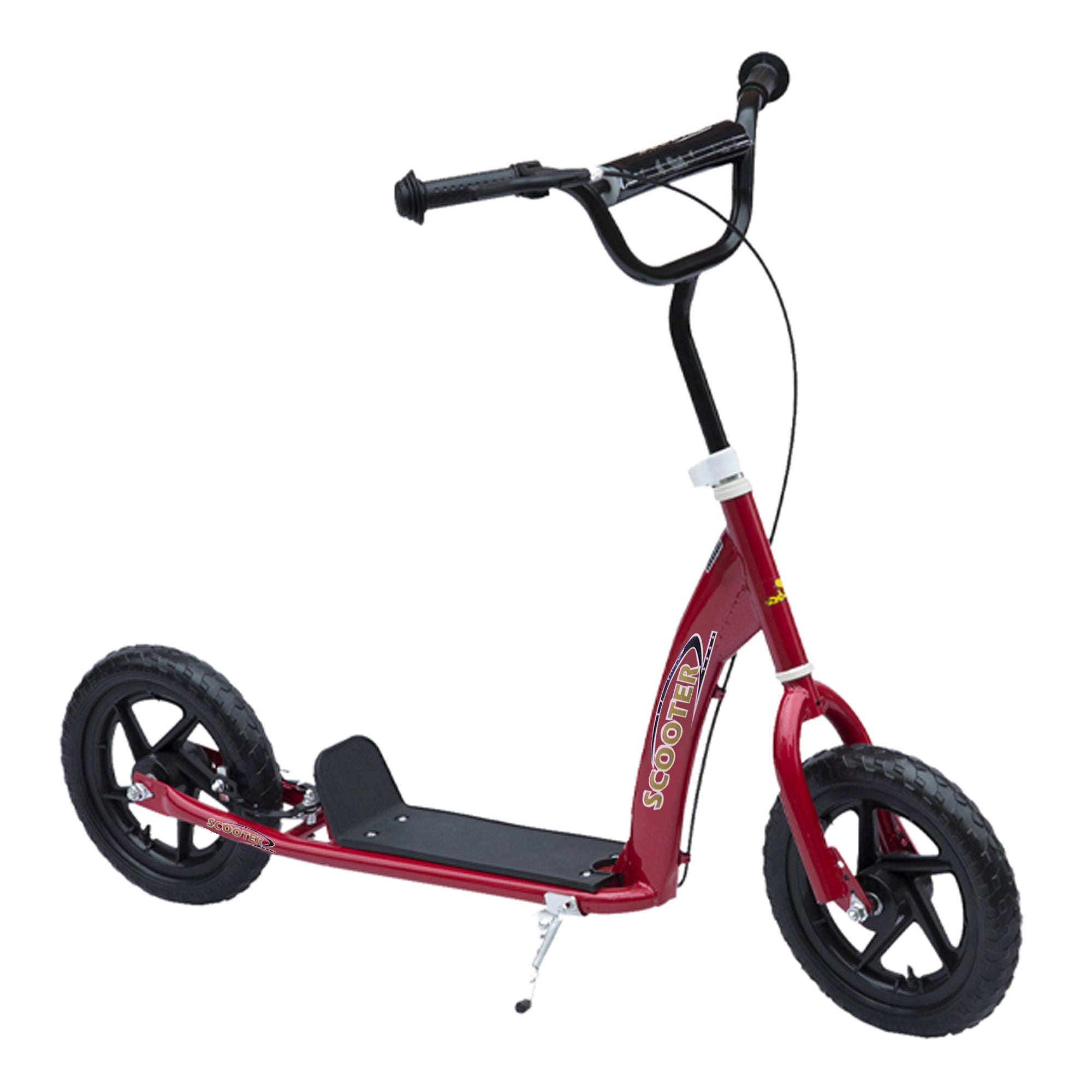 Kick Scooter for Kids 5-12 Years Old with Adjustable Height Handlebar, Non-slip Footplate, Big Wheels, Rear Brake, Red