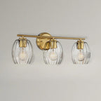 Luxurious Three-Light Vanity Wall Lamp with Clear Glass, Satin Brass Finish, Perfect for Bathroom Decor, 7.5" L x 22" W x 8.5" H, Clear+Gold