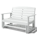 Patio Glider Bench w/ HDPE Slatted Double Rocking Chair, Distressed White