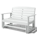 Patio Glider Bench w/ HDPE Slatted Double Rocking Chair, Distressed White