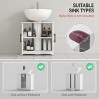Farmhouse Pedestal Sink Storage Cabinet, Bathroom Sink Cabinet with 2 Barn Doors and Adjustable Shelf, White