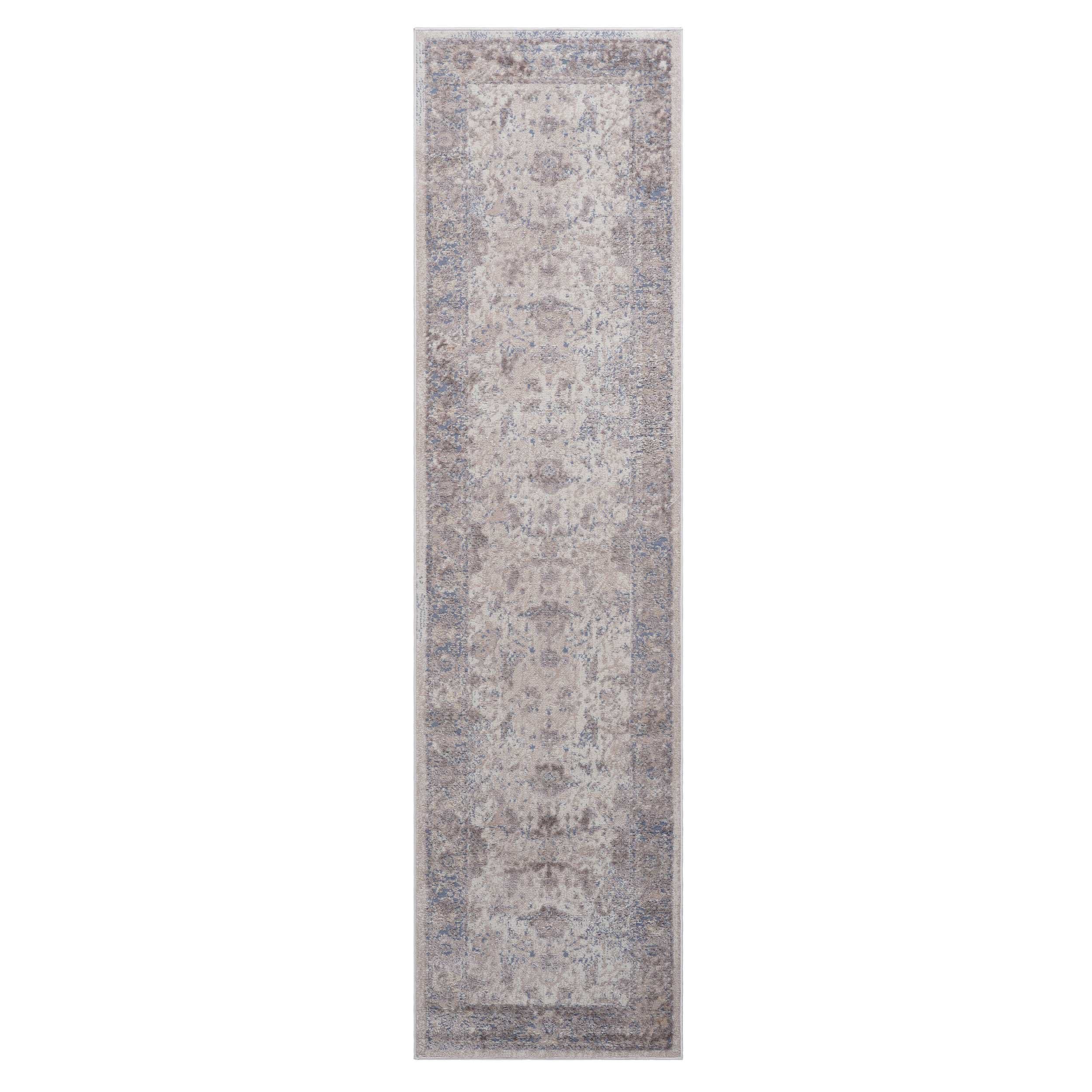 Naar 2x8 Stain-Resistant Area Rug with Cotton Backing, Medium Pile Height, Stylish Kid and Pet-Friendly Carpet, 96" L x 26" W x 0.3" H, Brown+Beige