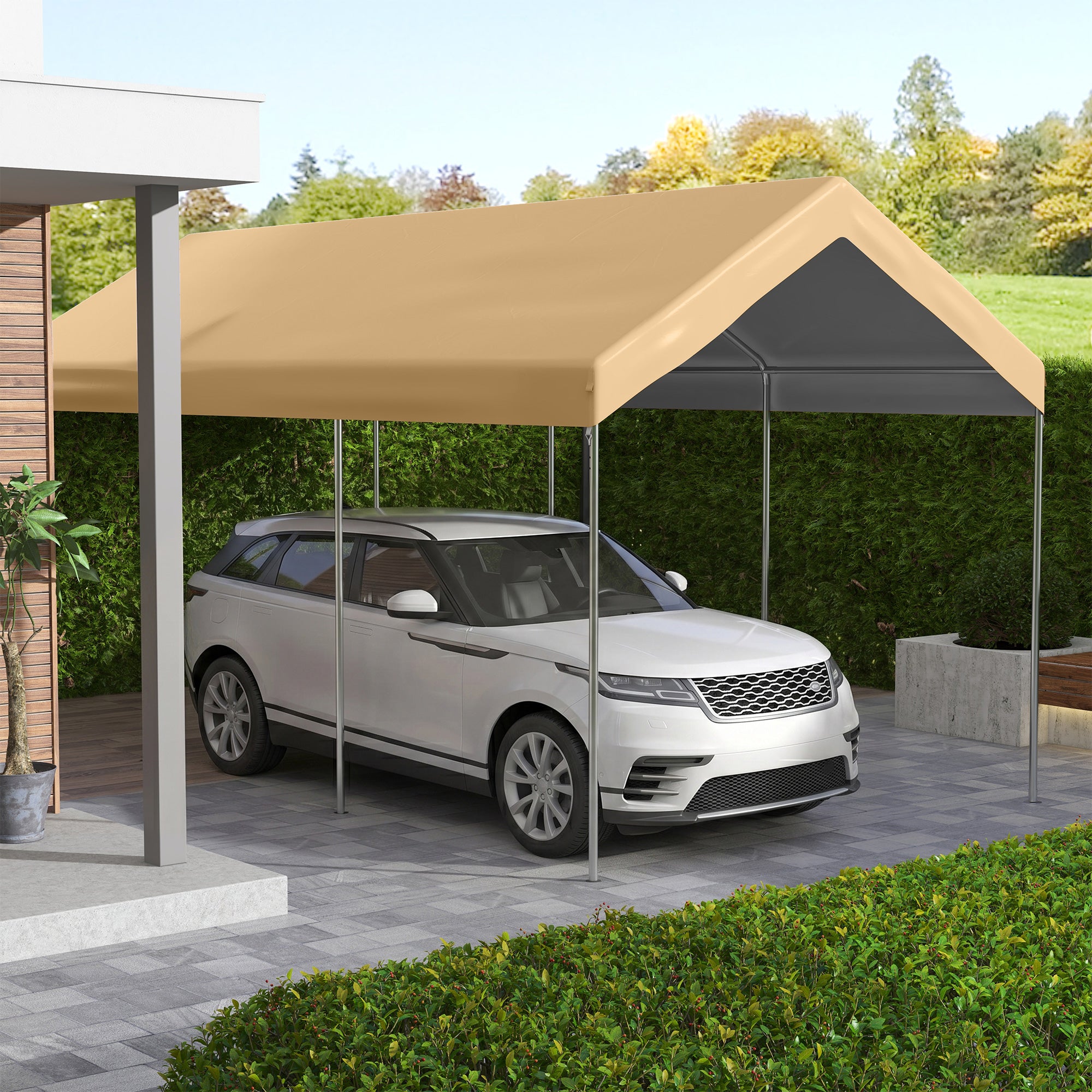 20' x 10' Carport Replacement Canopy for Model 84C-207WT or 84C-386V00WT with Ball Bungee Cords, Beige (Only Cover)