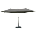 Patio Umbrella 15' Steel Rectangular Outdoor Double Sided Market with base, UV Sun Protection & Easy Crank for Deck Pool Patio Dark Gray
