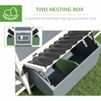 156" Extra Large Wooden Chicken Coop with 2 Nesting Box, Run Cage, Waterproof Wave Roof, for 10-15 Chickens, Light Gray