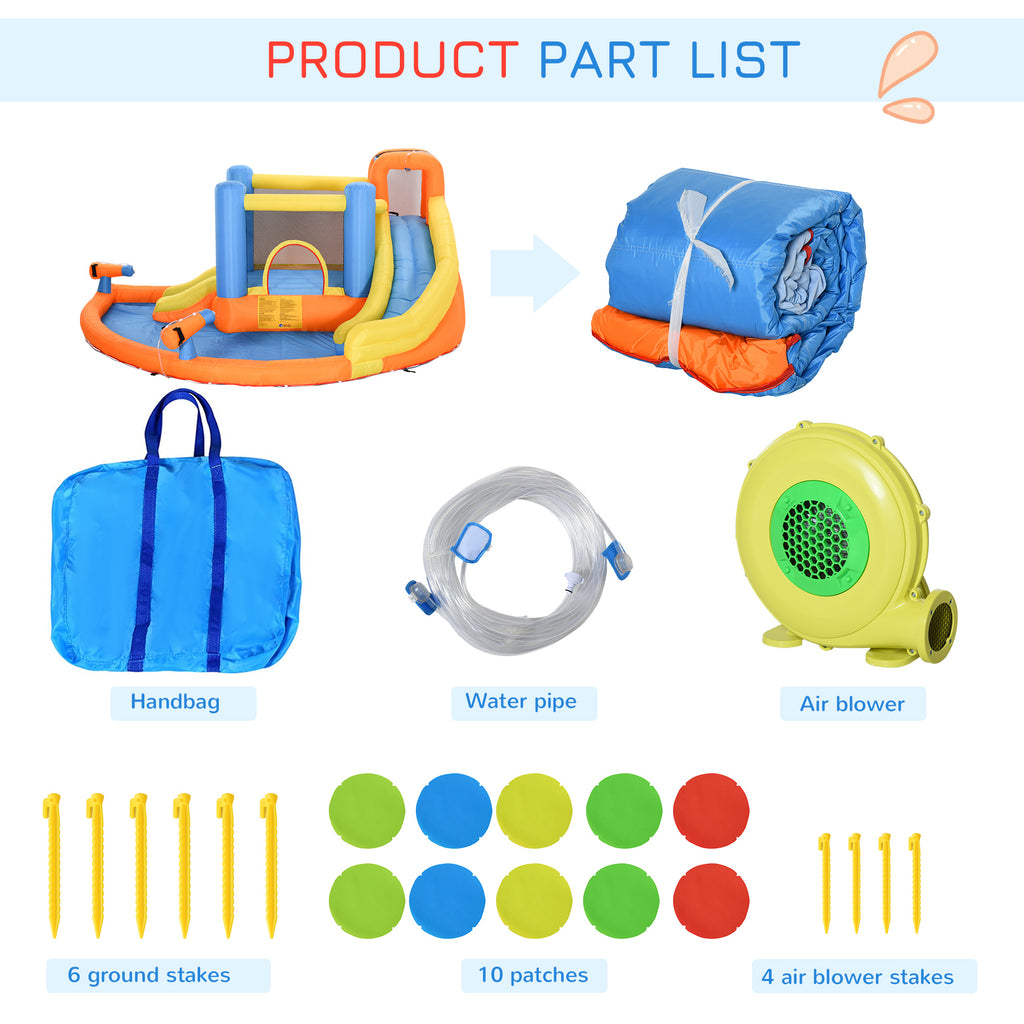 5-in-1 Kids Inflatable Bounce House Jumping Castle with Water Pool, Slide, Climbing Walls & 2 Water Guns