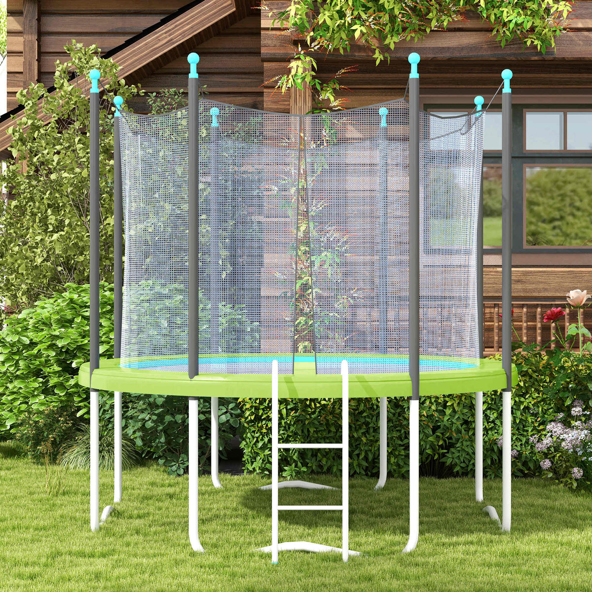 14FT Trampoline Spring Cover, Safety Trampoline Pad Replacement, Waterproof and Tear Resistant, All Weather Trampoline Accessories, No Holes for Pole, Green