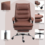 Microfibre Massage Office Chair, Heated Reclining Chair with Footrest, Double-tier Padding, Swivel Wheels, Coffee