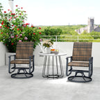 Wicker Rattan Swivel Patio Glider Chair Set of 2, Outdoor Glider Chair with Steel Frame, High Back, Brown