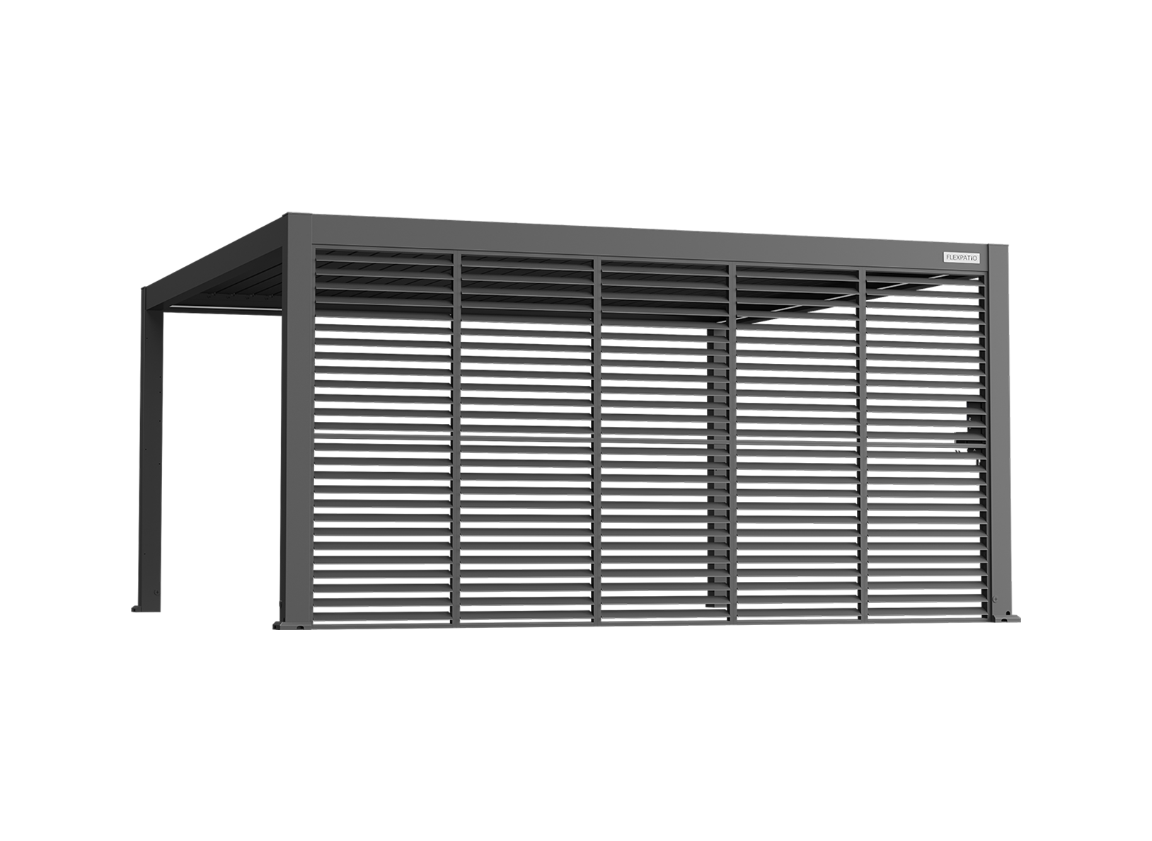 Privacy Shutter Walls Adjustable 0–180° All-Aluminum Panel Add-On, 16' Side Gray for Pergola Shade and Airflow Control