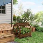 Wooden Wagon Planter Box, 3-Tier Raised Garden Bed, for Vegetables Flowers Herbs, 25" x 21" x 24"