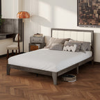Full Bed Frame with Headboard Full Size Platform Bed Frame with Wooden Slats No Box Spring Needed Charcoal Gray