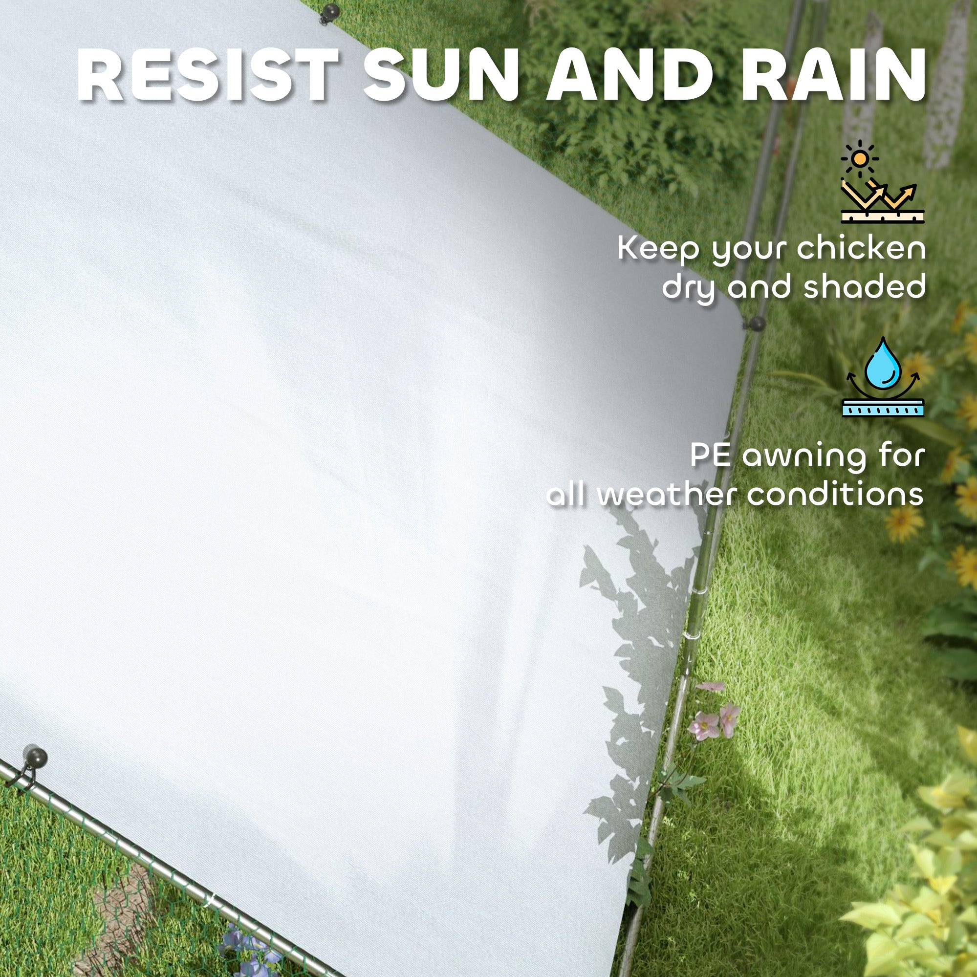 Large Chicken Coop with Waterproof and Anti-UV Cover, Spire Shaped for Outdoor and Yard Farm Use, 39' x 10' x 6.4'