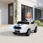Licensed Shelby GT 350 Kids Ride On Car with Remote Control, Adjustable Speed, MP3, Smooth Start, LED Lights, White