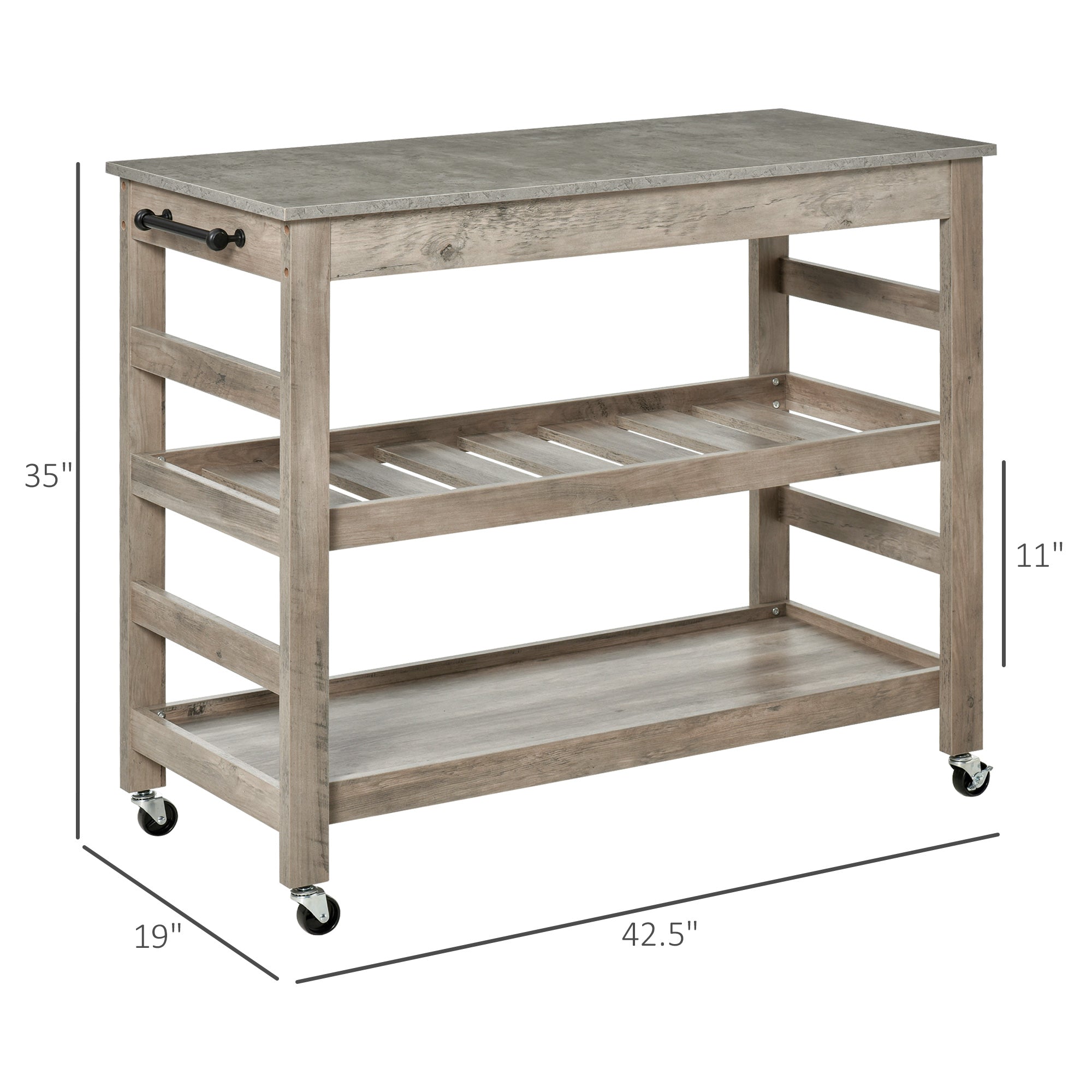 Kitchen Cart, Rolling Kitchen Island Utility Trolley with Stainless Steel Top