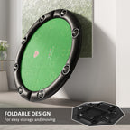 Poker Table Foldable 47" Round Casino Folding Game Table for 8 Players with Cup Holders, Green