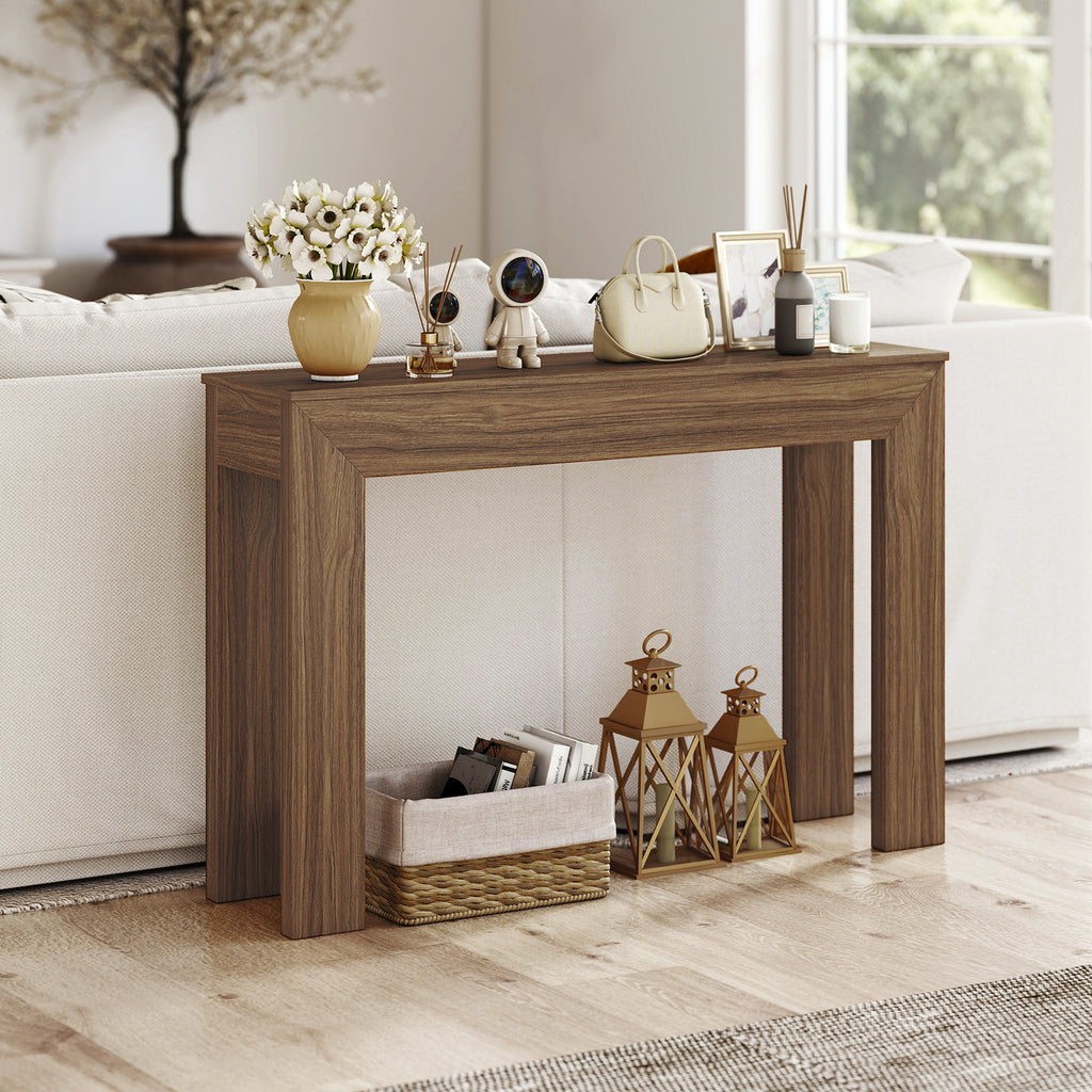Modern Console Table, 47" Narrow Entryway Table, Walnut