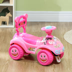 Foot to Floor Toddler Push Car w/ Horn, Light, Music, Anti-Over-Backwards Device & Underseat Storage, Pink