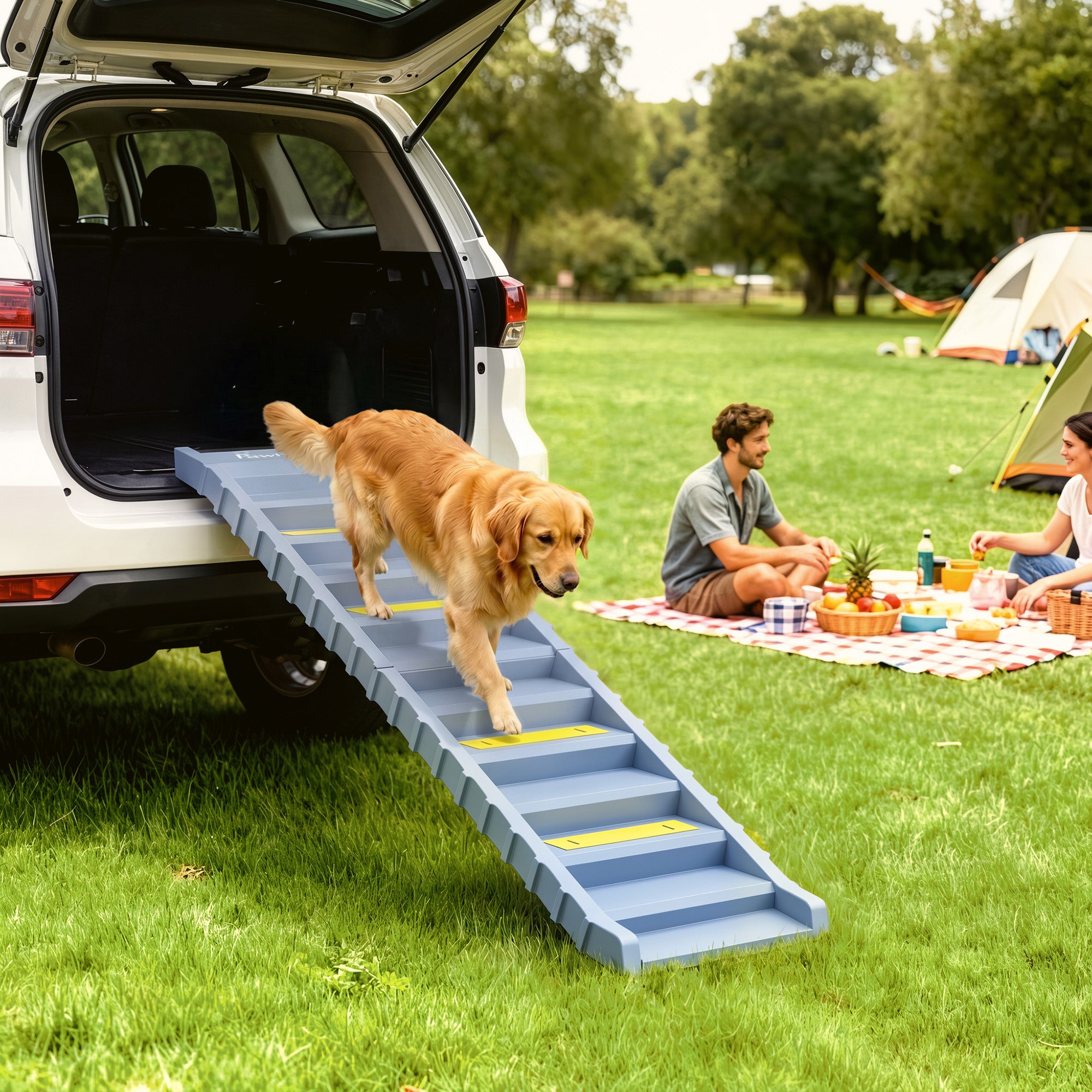 Dog Stairs for Car Truck SUV, Foldable Dog Ramp for Large Medium Small Dogs, Gray