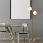 Floor Lamp w/ 2pcs Glass Lamp Shade Modern Portable Decorative Lamp, White