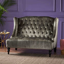 Modern Glam Loveseat Sofa with Velvet Upholstery, Wingback Design, Button-Tufted Diamond Stitch, 50.50" W x 34.00" D x 38.50" H, Gray