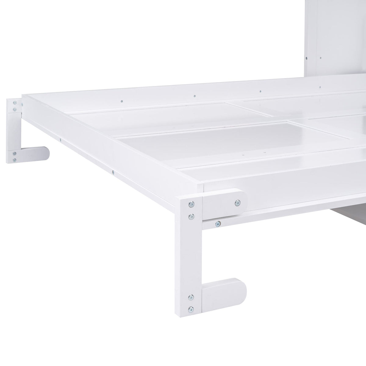 Space-Saving Design Queen Size Murphy Bed with Shelf, Solid Wood and MDF, 86" L x 69.5" W x 87" H, White