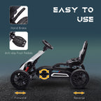 Kids Pedal Go Kart W/ Adjustable Seat, Swing Axle, White