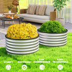 Set of 2 Raised Garden Bed, Metal Planter Box with Safety Edging, Easy-to-assemble Stock Tank 3'x3'x1.4' Silver