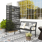 78" H x 48" W Metal Outdoor Privacy Screen, Freestanding Decorative Privacy Fence Screen for Balcony, Black