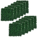 12 PCS Artificial Boxwood Panels Topiary Wall Greenery Backdrop, Privacy Hedge Screen 4 Layer Roll, Dark Green