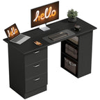 47" Home Office Computer Desk Bookcase Combo, Writing Table Workstation with 3 Drawer and Storage Shelf - Black