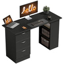 47" Home Office Computer Desk Bookcase Combo, Writing Table Workstation with 3 Drawer and Storage Shelf - Black